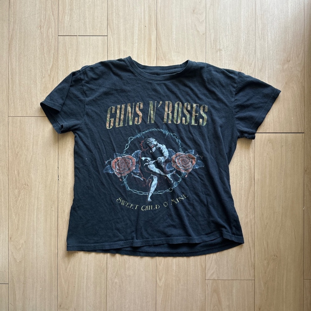 Guns N Roses Band T Shirt Adult L Large Black Sweet Child O Mine Angel Roses Tee